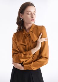 Tie neck silk blouse at Lily Silk